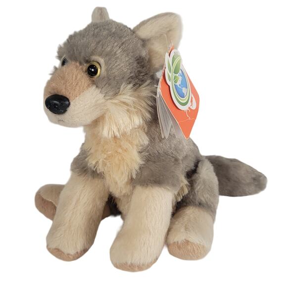 Wild Republic Eco-Friendly CK Mini Wolf Plush Toy 7" Grey White Soft With Tags - Picture 3 of 16